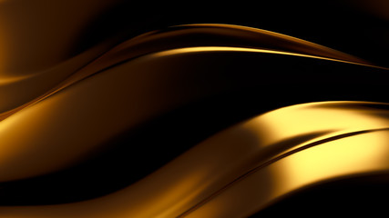 Golden smooth background. 3d illustration, 3d rendering.