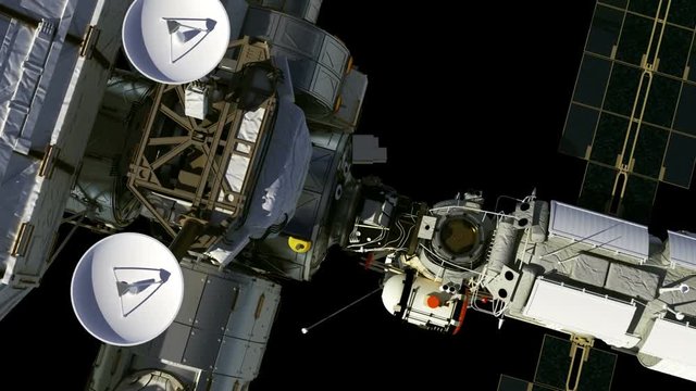 Flight Of The International Space Station. Alpha Matte. 3D Animation. 