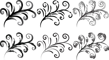 Calligraphic decorative elements with lines