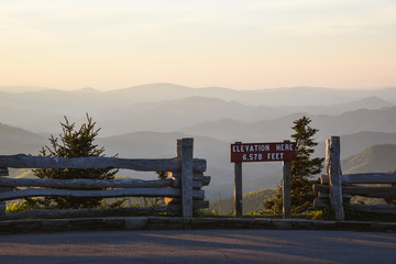 Sunset from Mount Mitchell, North Carolina; in the Blue Ridge Mountains near Asheville - 191112143