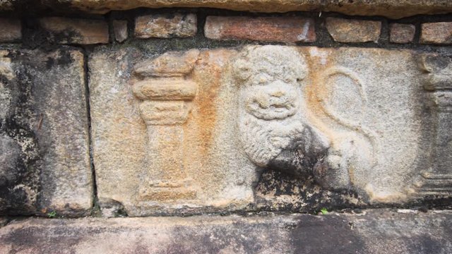 Ancient Relief Sculptures at Ruins of Sri Lankan Palace