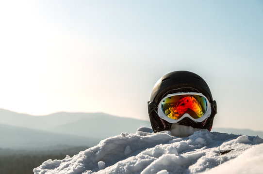 Ski Helmet On Snow