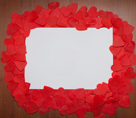 Frame from hearts, place for text. Valentine's Day