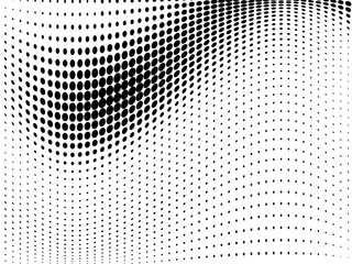Abstract monochrome halftone pattern. Futuristic panel. Gunge dotted backdrop with circles, dots, point. 