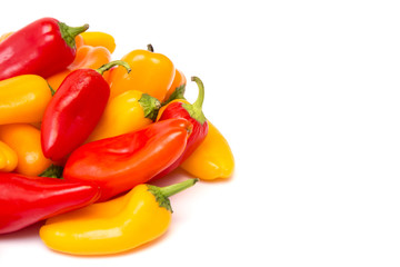 Small Sweet Peppers Isolated on a White Background