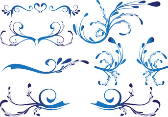 Calligraphic decorative elements with lines