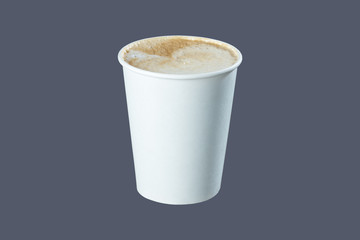 cappuccino/ A coffee cup with cappuccino on a gray background coffee to go. Isolate