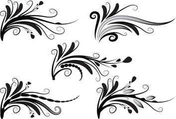 Calligraphic decorative elements with lines