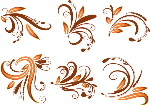 Calligraphic decorative elements with lines