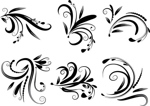 Calligraphic decorative elements with lines
