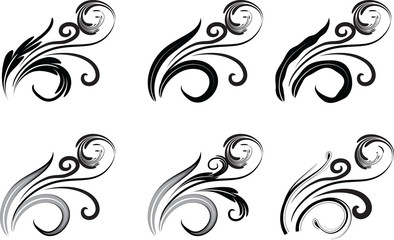 Calligraphic decorative elements with lines