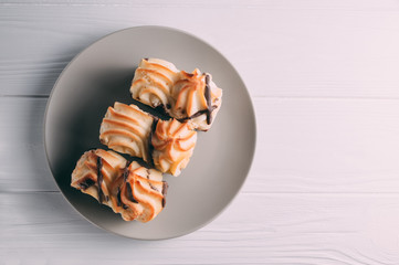 curd cake on a wooden background