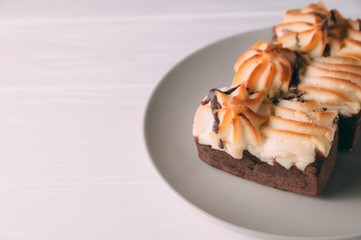 curd cake on a wooden background