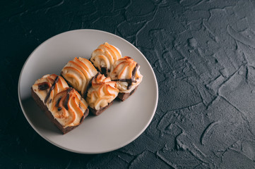 curd cake on a wooden background