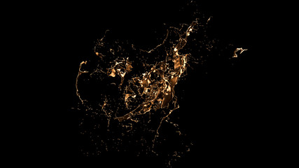 Obraz premium Luxurious, mysterious, vintage, abstract splash of liquid gold on a black background. 3d illustration, 3d rendering.