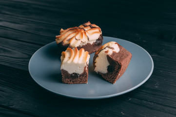 curd cake on a wooden background