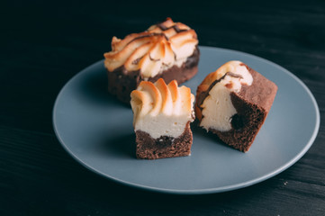 curd cake on a wooden background