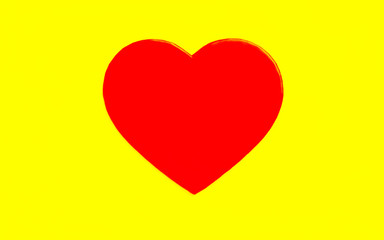 ハートマークのバリエーション　赤いハート　黄色背景