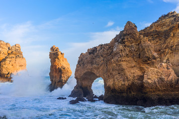 Fototapeta premium Rocky cliffs of Ponta da Piedade at Lagos, Portugal