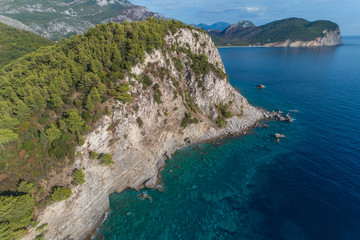 Aerial view of the coast of Montenegro 