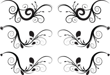 Calligraphic decorative elements with lines