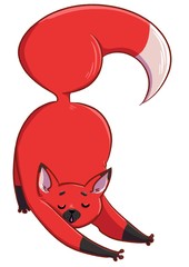 Cute cartoon fox stretched