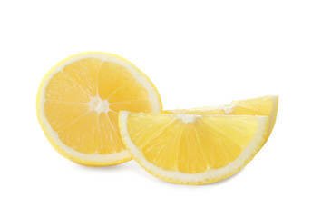 Cut lemon on white background