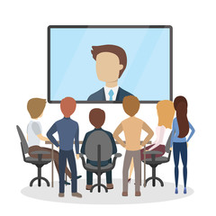 Online conference at office.