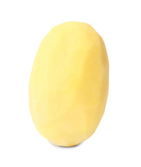 Raw peeled potato on white background