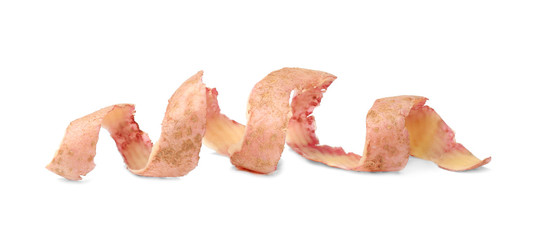 Skin of fresh raw potato on white background