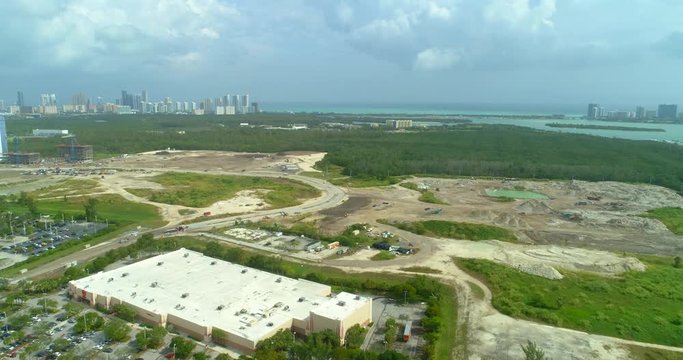 Aerial drone video SoLe Mia a Soffer and LeFrak Development in North Miami Florida