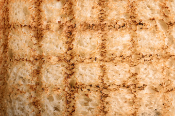 Tasty toasted bread as background
