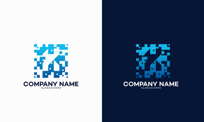 Abstract Modern K Pixel Initial logo designs vector template