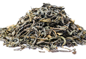 A bunch of dry green unpressed tea with flavors