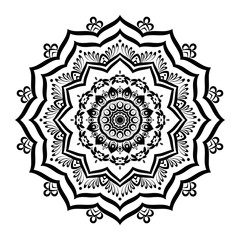 Vector Beautiful Deco Monochrome Contour Mandala