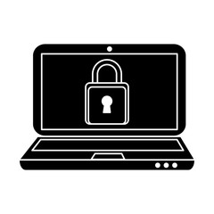 laptop computer with padlock vector illustration design