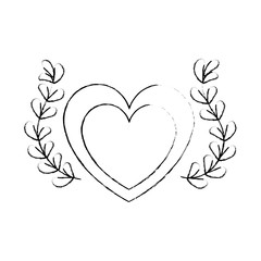 heart love with wreath vector illustration design