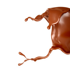 A splash of chocolate. 3d illustration, 3d rendering.