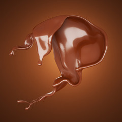 A splash of chocolate. 3d illustration, 3d rendering.