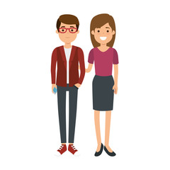 lovers couple avatars characters vector illustration design