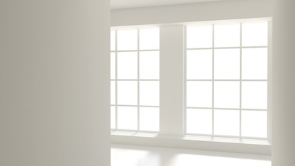 White interior room. 3d illustration, 3d rendering.