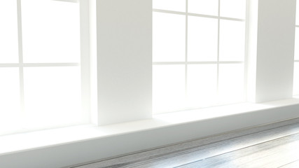 Naklejka na ściany i meble White interior room. 3d illustration, 3d rendering.