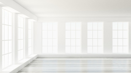 White interior room. 3d illustration, 3d rendering.