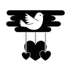hearts love card with bird vector illustration design