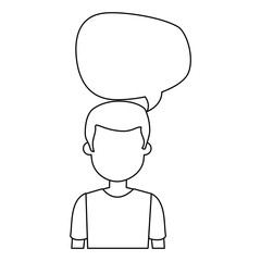 young man with speech bubble avatar character vector illustration design