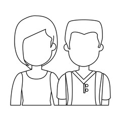 lovers couple avatars characters vector illustration design