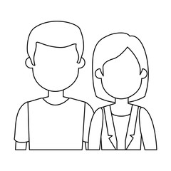 lovers couple avatars characters vector illustration design