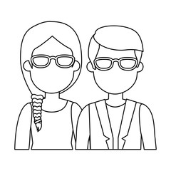 lovers couple avatars characters vector illustration design
