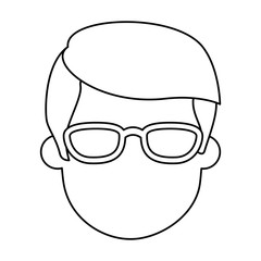 Obraz na płótnie Canvas young man head with glasses avatar character vector illustration design