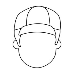 young man head with cap avatar character vector illustration design